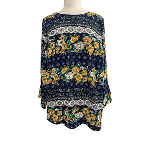 Women's Charter Club Blouse, Floral, 0X, Blue